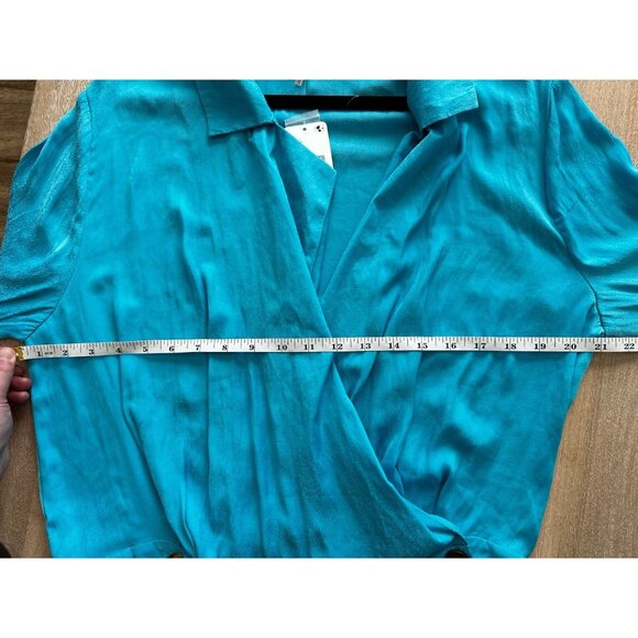 Free People NWT Simone Dress in Blue Parrot Size XL Longsleeve Mini Wrap - Picture 8 of 10